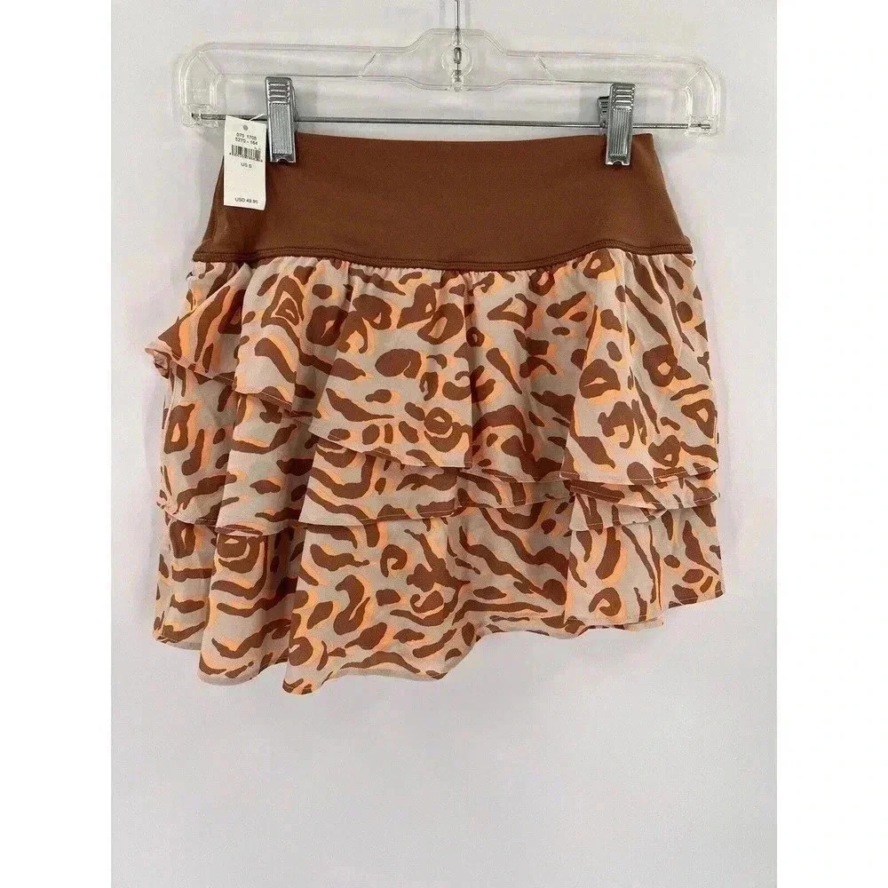NEW TAGS Offline Aerie Ruffle Skort SMALL Lined Shorts Skirt Animal Print Golf